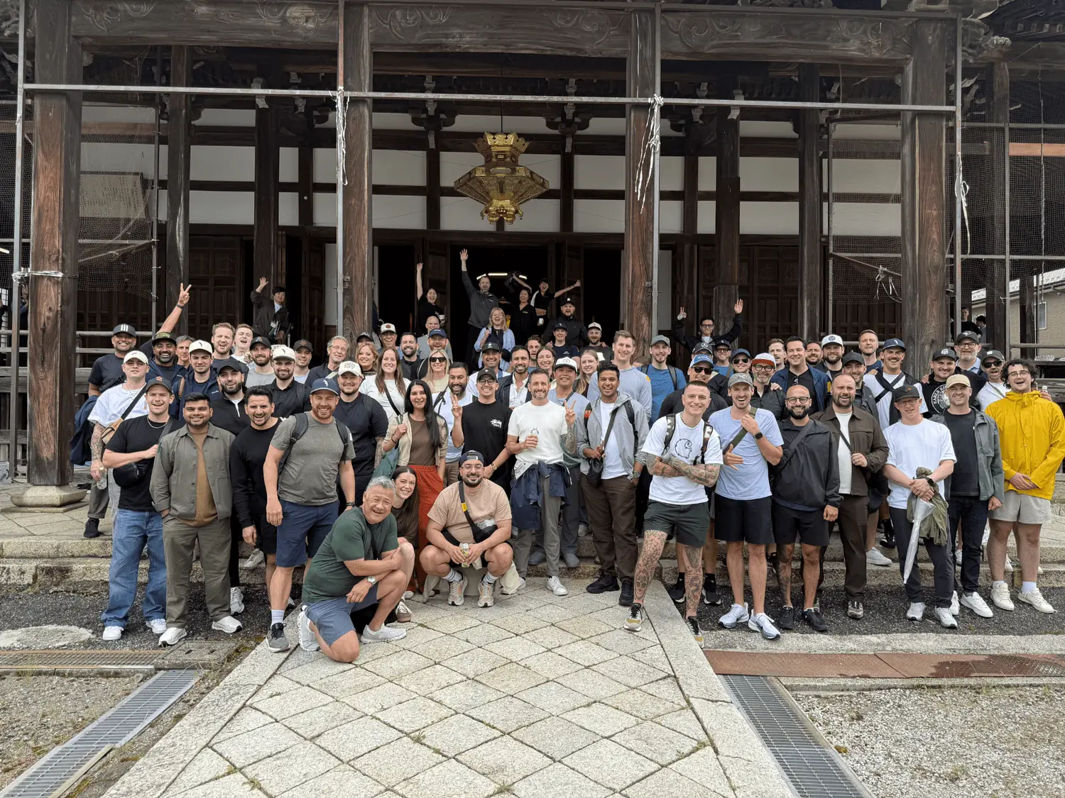 Earls' top performers in front of a temple in Kyoto